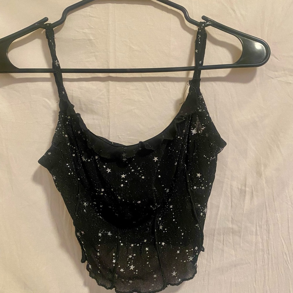 Sheer Black Starry Tank Top